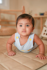 Blue Baby Chick Embroidery Boy Romper 3M-18M by The Honey and Bro Co. - Back View