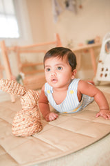 Blue Baby Chick Embroidery Boy Romper 3M-18M by The Honey and Bro Co. - Back View