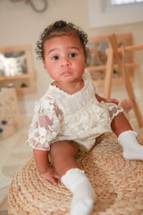 Tulle Embroidery Lace Ruffle Girl Romper - Baby & Toddler Clothing | The Honey and Bro Co