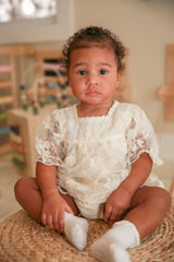 Tulle Embroidery Lace Ruffle Girl Romper - Baby & Toddler Clothing | The Honey and Bro Co