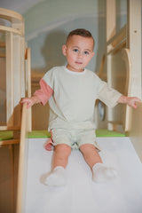 Color Block Organic Cotton Boy Tee & Shorts Set by The Honey and Bro Co. - Front View