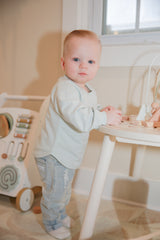 Hoppy Blue Organic Cotton Sweatshirt | Boys Easter by The Honey and Bro Co. - Back View