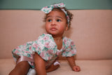 Vintage Rose Baby Girl Romper - Floral Cotton with Headband - Baby & Toddler Clothing | The Honey and Bro Co