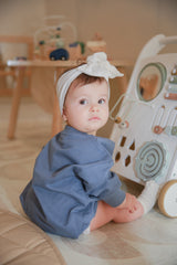 The Marley Organic Bubble Romper | Cornflower by The Honey and Bro Co. - Back View