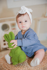 The Marley Organic Bubble Romper | Cornflower by The Honey and Bro Co. - Back View