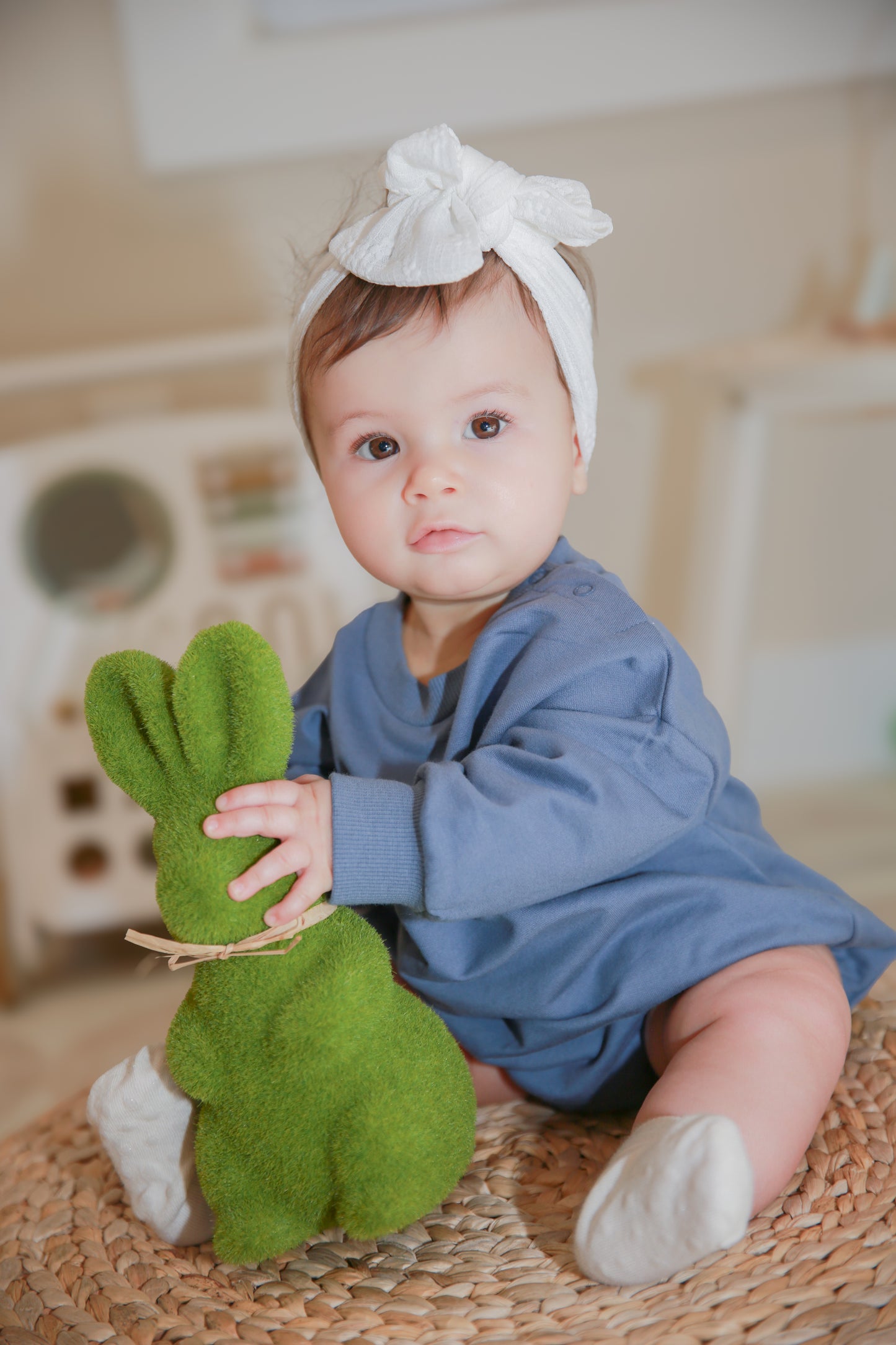 The Marley Organic Bubble Romper | Cornflower by The Honey and Bro Co. - Front View