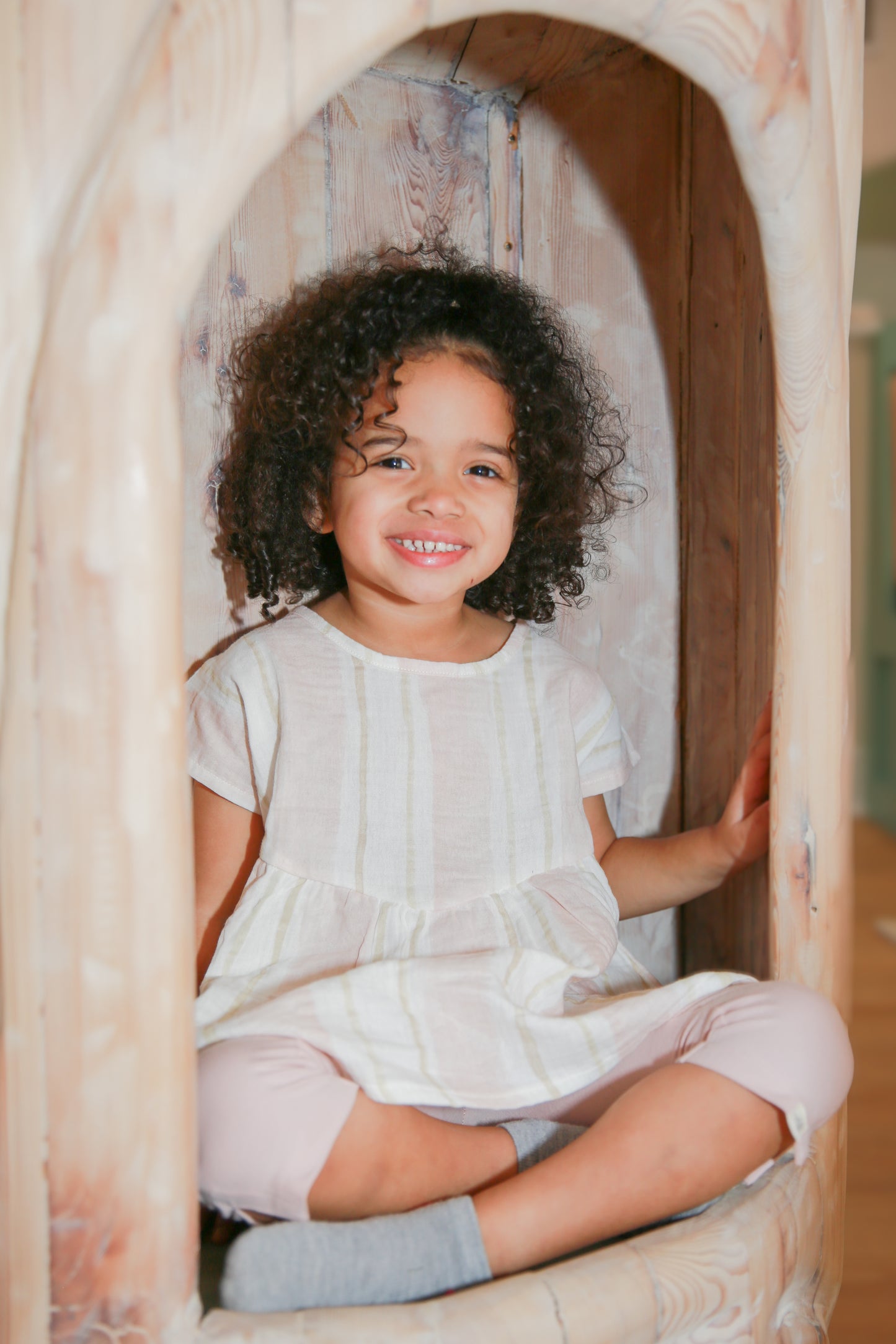 Pacific Stripe Organic Cotton Tunic & Leggings Set by The Honey and Bro Co. - Front View