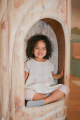 Pacific Stripe Organic Cotton Tunic & Leggings Set by The Honey and Bro Co. - Lifestyle View