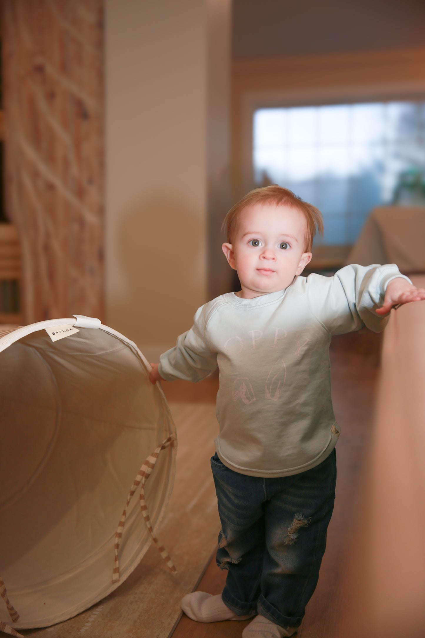Hoppy Blue Organic Cotton Sweatshirt | Boys Easter by The Honey and Bro Co. - Front View