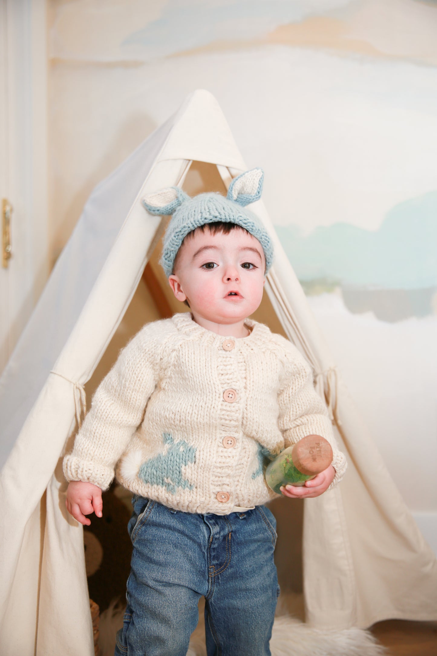 Bunny Cardigan Surf Blue | Baby & Toddler - Baby & Toddler Clothing | The Honey and Bro Co