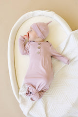 Newborn Bamboo Gown & Hat Set by Little Joy Co. - Detail - Newborn Baby Clothing