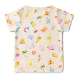 Close-up Beach Fun summer print on organic cotton fabric