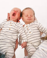Black Stripe Baby Outfit Set - Lifestyle View on Baby