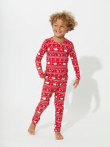 Red Bamboo Christmas Polar Bear Toddler Pajamas by Bellabu Bear - Back View