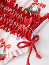 Cherry Print One-Piece Swimsuit for Baby Girls - Cherry Pattern Close-Up