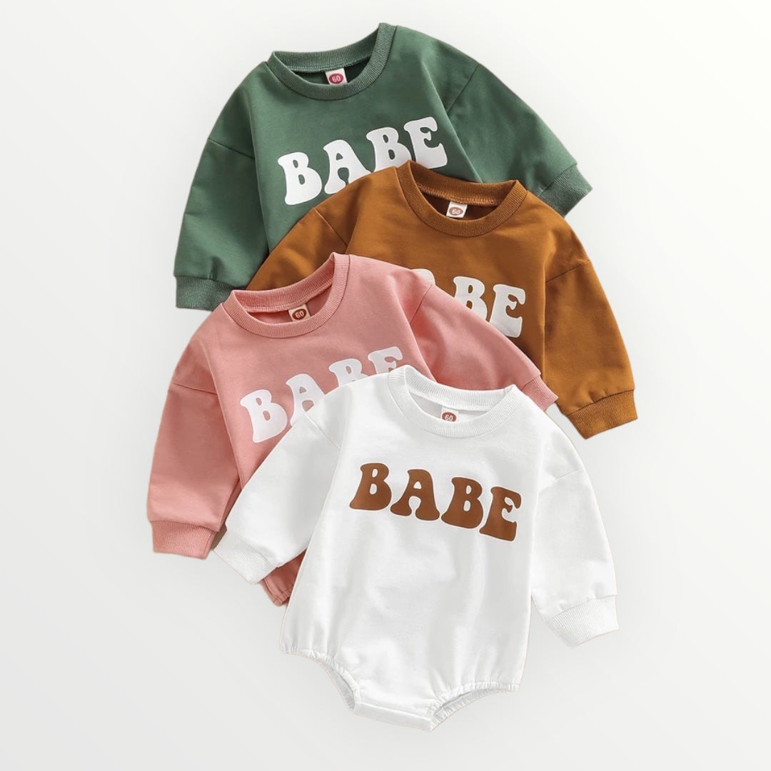 BABE Sweatshirt Romper by The Honey and Bro Co. - Front View