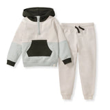 Color Blocked Sweatshirt & Pants Set - Front View