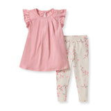 Cherry Blossom Organic Cotton Tunic & Leggings Set by The Honey and Bro Co. - Back View