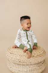 Tiny Tractors Bamboo Zippy Romper - Flat Lay