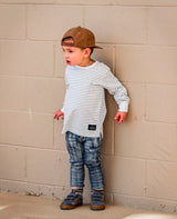 Long Sleeve Tee - Gray Stripe by The Honey and Bro Co. - Back View