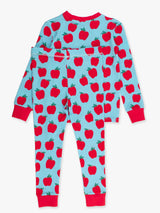 Apple Print Toddler Pajama Set Cotton Modal Blue - Styled View Premium Toddler Sleepwear
