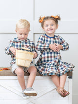 Fall Vintage Plaid Ruffle Swing Dress by Marie Nicole Clothing - Side View