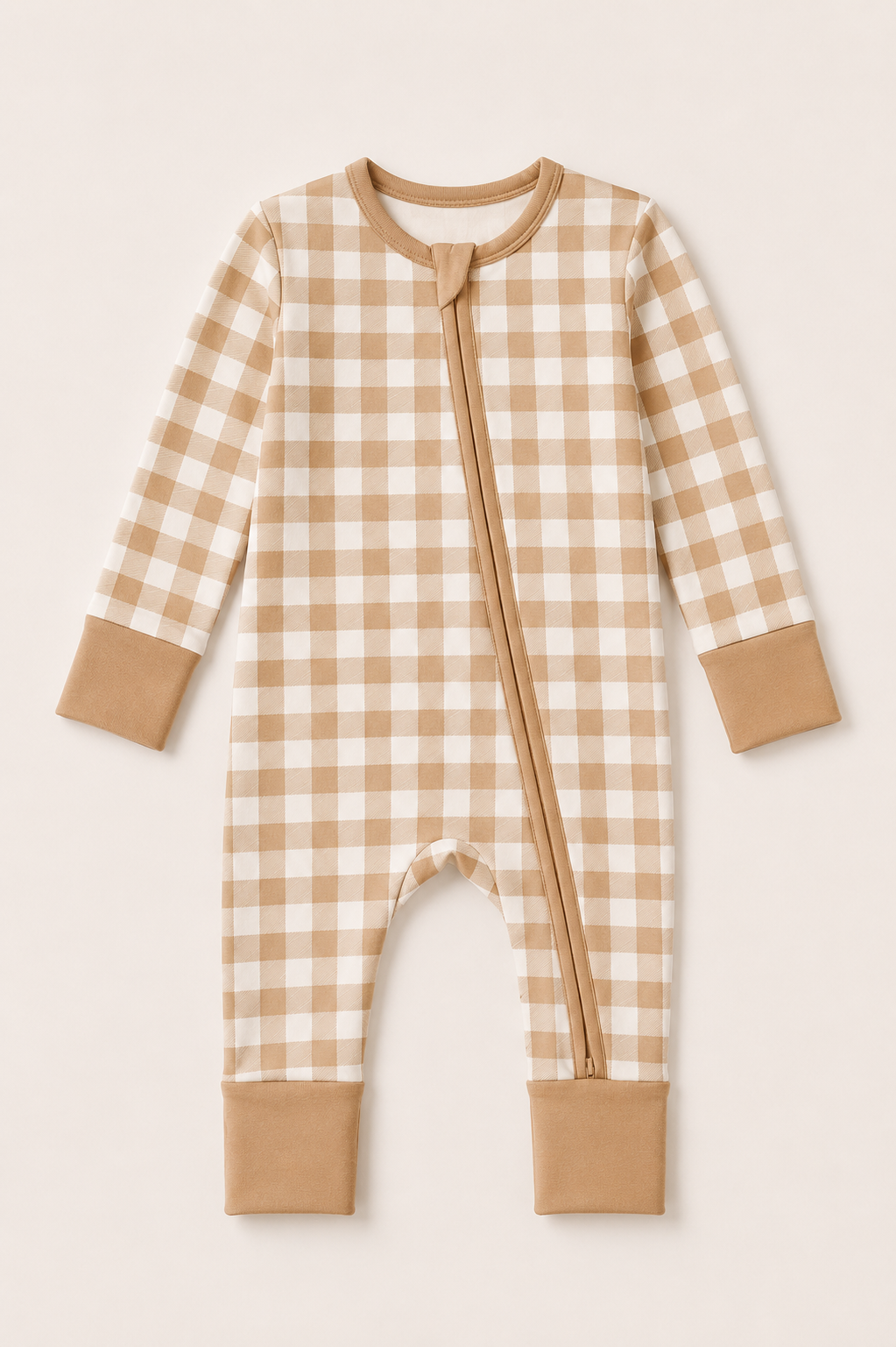 Crisp Gingham Zinza convertible baby zippy pajama by The Honey and Bro Co.