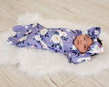 Lavender Baby Gown and Bow Headband | Infant Girls by Adorable Sweetness - Side View