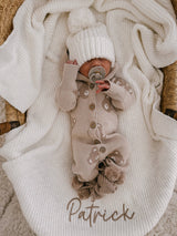 Hooded Teddy Romper by The Honey and Bro Co. - Front View