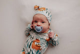 Dinosaur Zoo Knotted Gown by Three Little Tots - View 9 - Newborn Baby Clothing