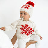 Snowflake Natural Crew Neck Sweater for Baby & Toddler by Huggalugs - Lifestyle View