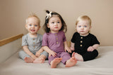 Bamboo Henley Romper - Detail of Henley Neckline Buttons
