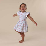 White Rabbit Organic Cotton Short Sleeve Dress by Snuggle Hunny - Front View - Easter Baby Clothing