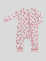 Checkered Bow Print Bamboo-Cotton Baby Zip Sleeper by The Honey and Bro Co. - Detail View