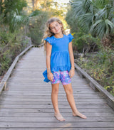 Bright Blue Floral Hi-Lo Short Set | Girls by Adorable Sweetness - Side View