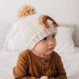 Gold Rainbow Knit Beanie Hat by Huggalugs - Detail View