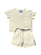 Bamboo Ribbed Cream Toddler Slouchy Short Set by The Honey and Bro Co. - Back View