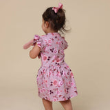 Blossom Floral Organic Cotton Short Sleeve Dress - Flat Lay Styled