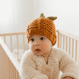 Kids Cozy Great Pumpkin Beanie Hat - Festive Fall Accessory by Huggalugs - Detail View