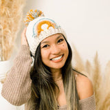 Teal Rainbow Knit Beanie Hat by The Honey and Bro Co. - Back View