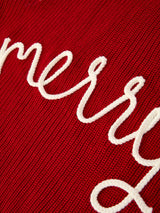 Girls' Red "Merry" Christmas Pullover Sweater - Festive Winter Holiday Knit for Kids by Rylee Faith Designs - Gift Box View