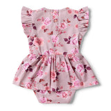 Blossom Floral Organic Cotton Short Sleeve Dress - On Baby Side