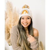 Teal Rainbow Knit Beanie Hat by The Honey and Bro Co. - Back View