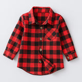 Red & Black Buffalo Plaid Button-Down Boy Shirt by The Honey and Bro Co. - Detail View