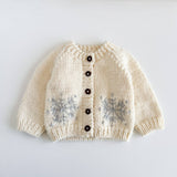 Snowflake Hand-Knit Baby Cardigan by The Honey and Bro Co. - Front View