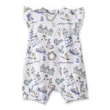 Seashore Bubble Romper – Bamboo Baby Girl Outfit by The Honey and Bro Co. - Detail View
