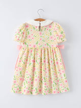 Easter Bunny Embroidery Smocking Cute Baby Girls Dress by Rylee Faith Designs - Back View - Easter Baby Clothing