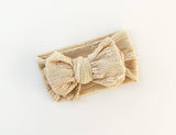 Floral Oversized Bow Headband | Oatmeal by Petite + Co - Detail View