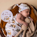 Diggers & Tractors Organic Knotted Beanie by Snuggle Hunny - Detail View