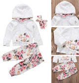 Floral Pink Baby Outfit - Flat Lay with Headband